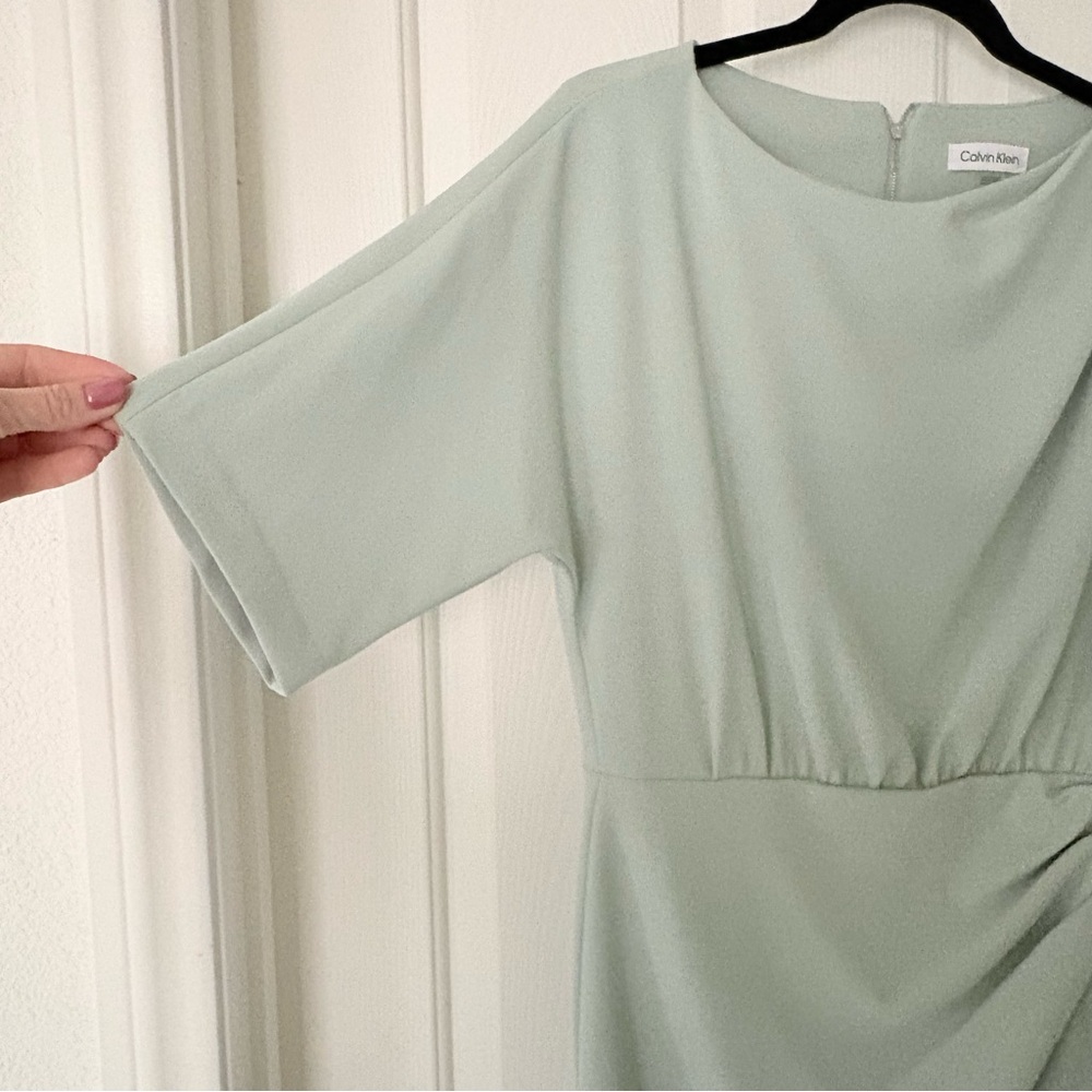✨Calvin Klein Sage Green Draped Sheath Dress Size 10 NWT ✨ - Picture 10 of 11